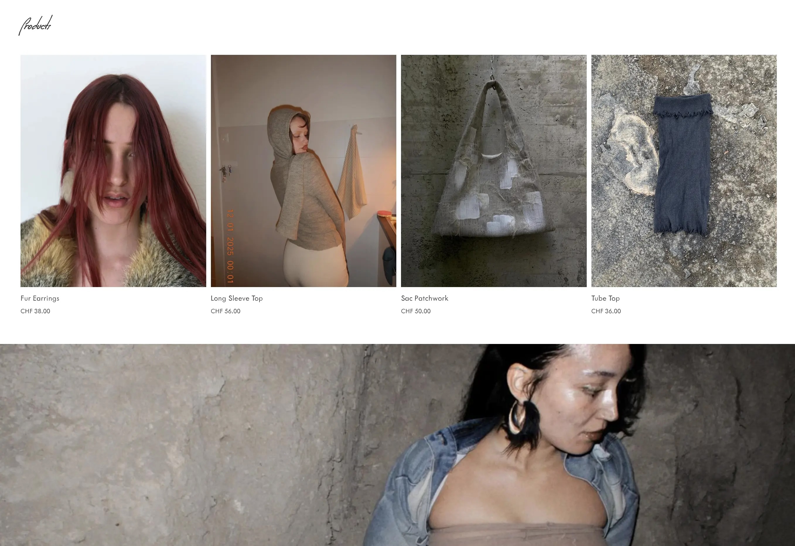 Pickle Agency, page des produits sur la page d'accueil du site